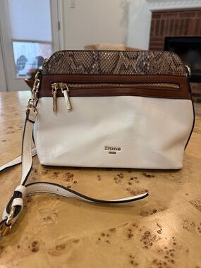 Dune London White and Brown Snake Skin Crossbody Bag Neutral